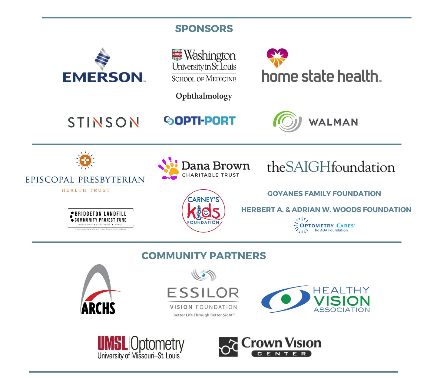 Sponsors & Community Partners | Kids Vision for Life St. Louis